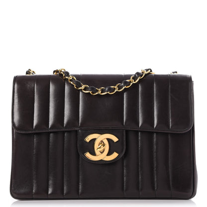 Chanel Lambskin Vertical Quilt Jumbo Single Flap Black 1 of 10