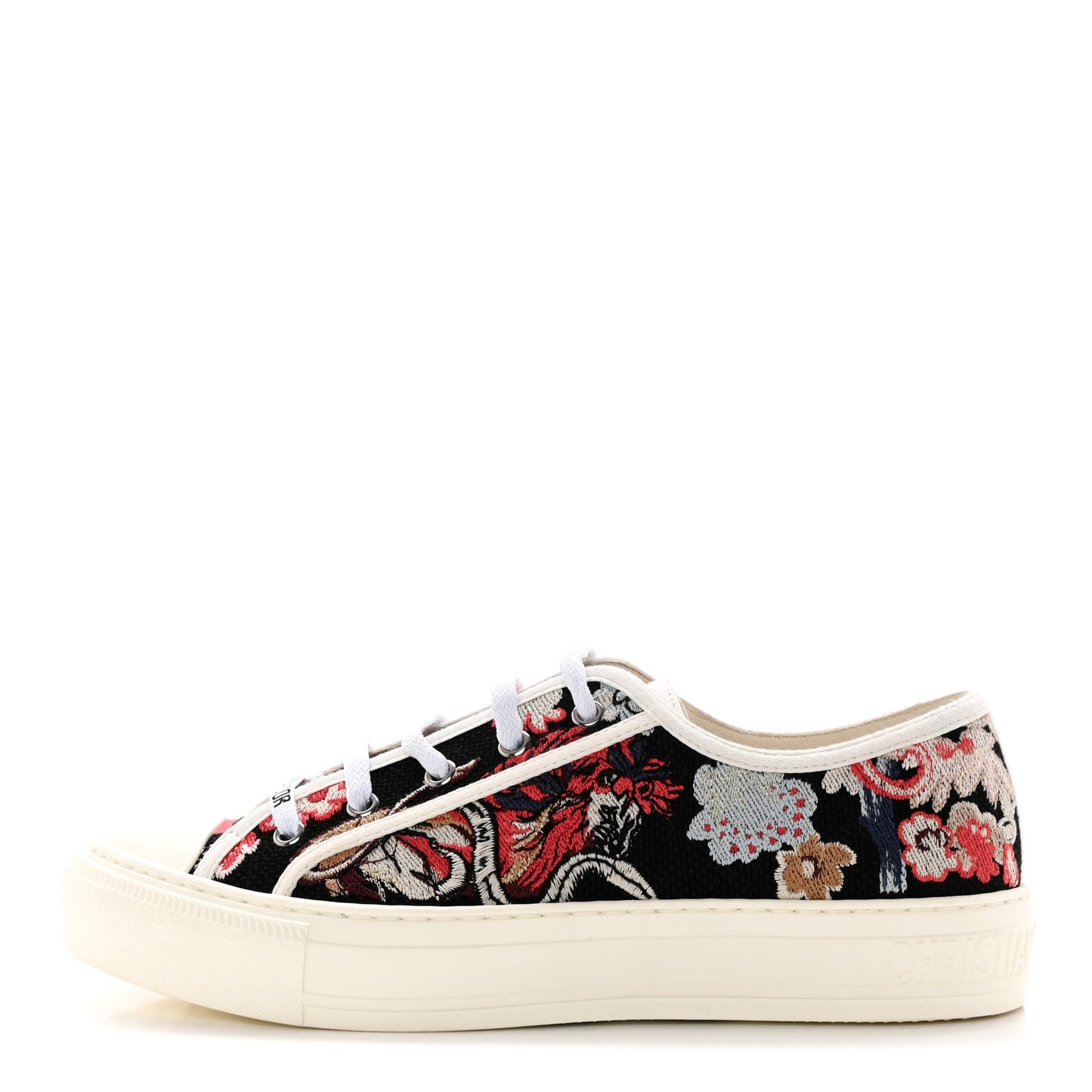 Cotton Floral Pop Embroidered Walk'N'Dior Low Top Sneakers 39 Red Multicolor