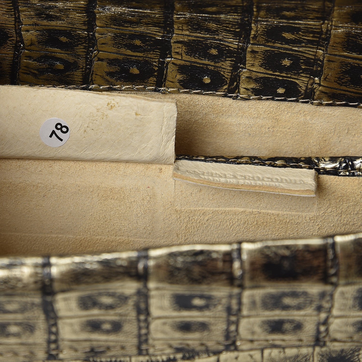 Nancy Gonzalez Metallic Crocodile Clutch Black Gold 7 of 7