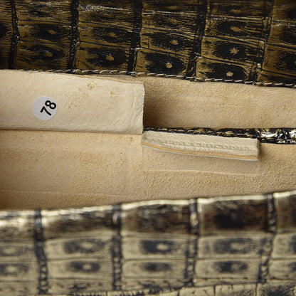 Nancy Gonzalez Metallic Crocodile Clutch Black Gold 7 of 7