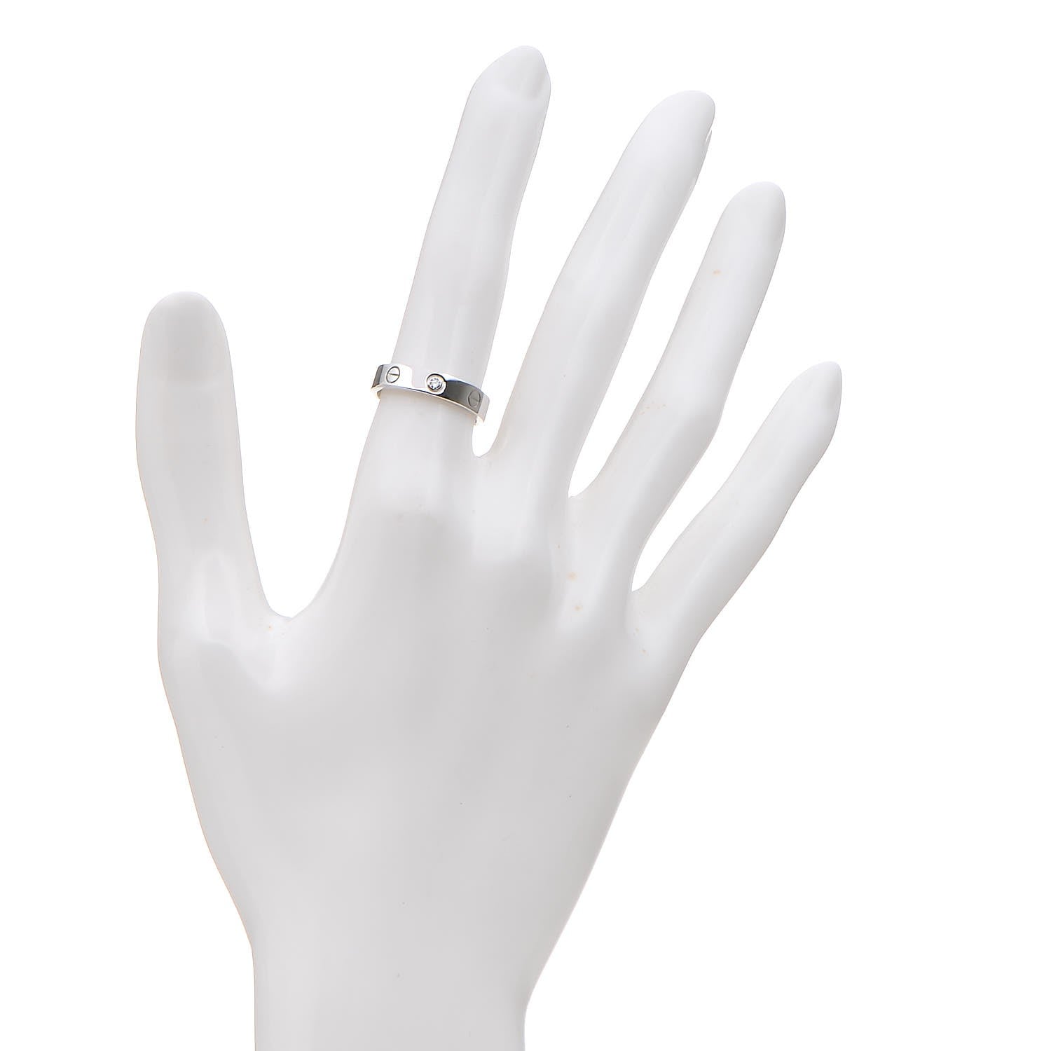 Cartier 18K White Gold Diamond 4mm LOVE Wedding Band Ring 50 5.25 2 of 5