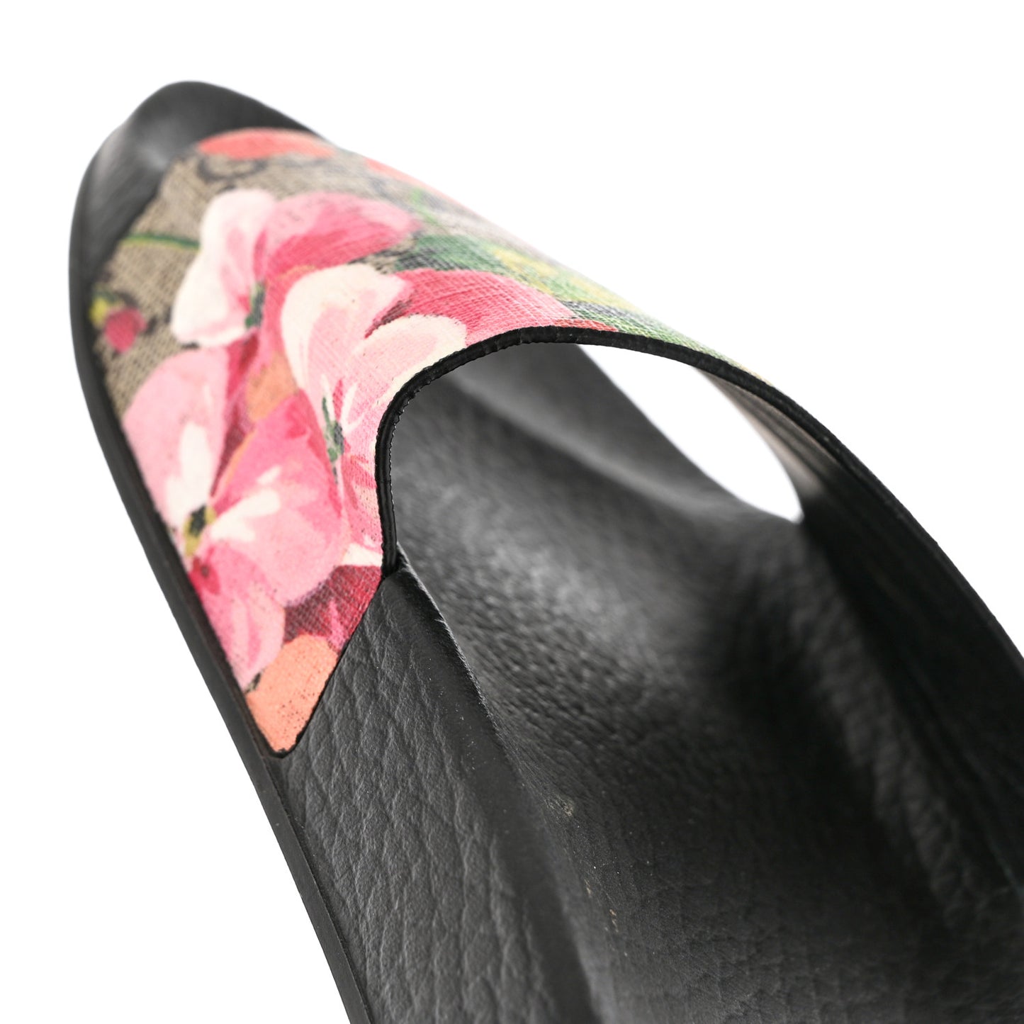 GG Supreme Monogram Blooms Slide Sandals 35 Beige Multicolor