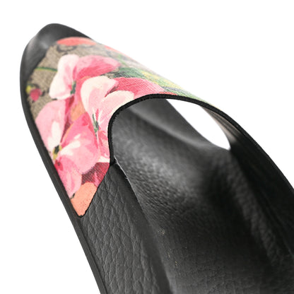 Gucci GG Supreme Monogram Blooms Slide Sandals 35 Beige Multicolor 8 of 9