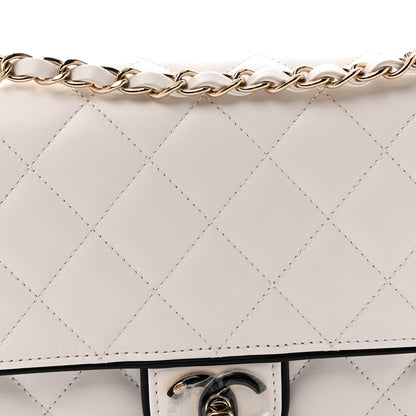 Chanel Lambskin Quilted Resin Graphic Frame Flap Bag White Black 7 of 10