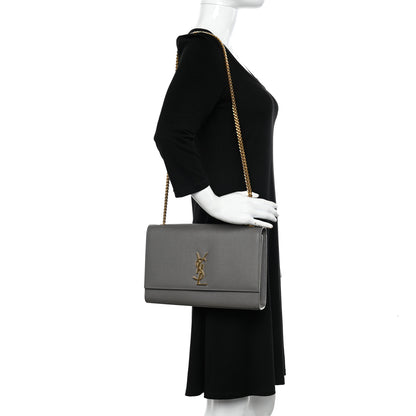 Saint Laurent Grain De Poudre Large Classic Monogram Kate Satchel Earth 2 of 9