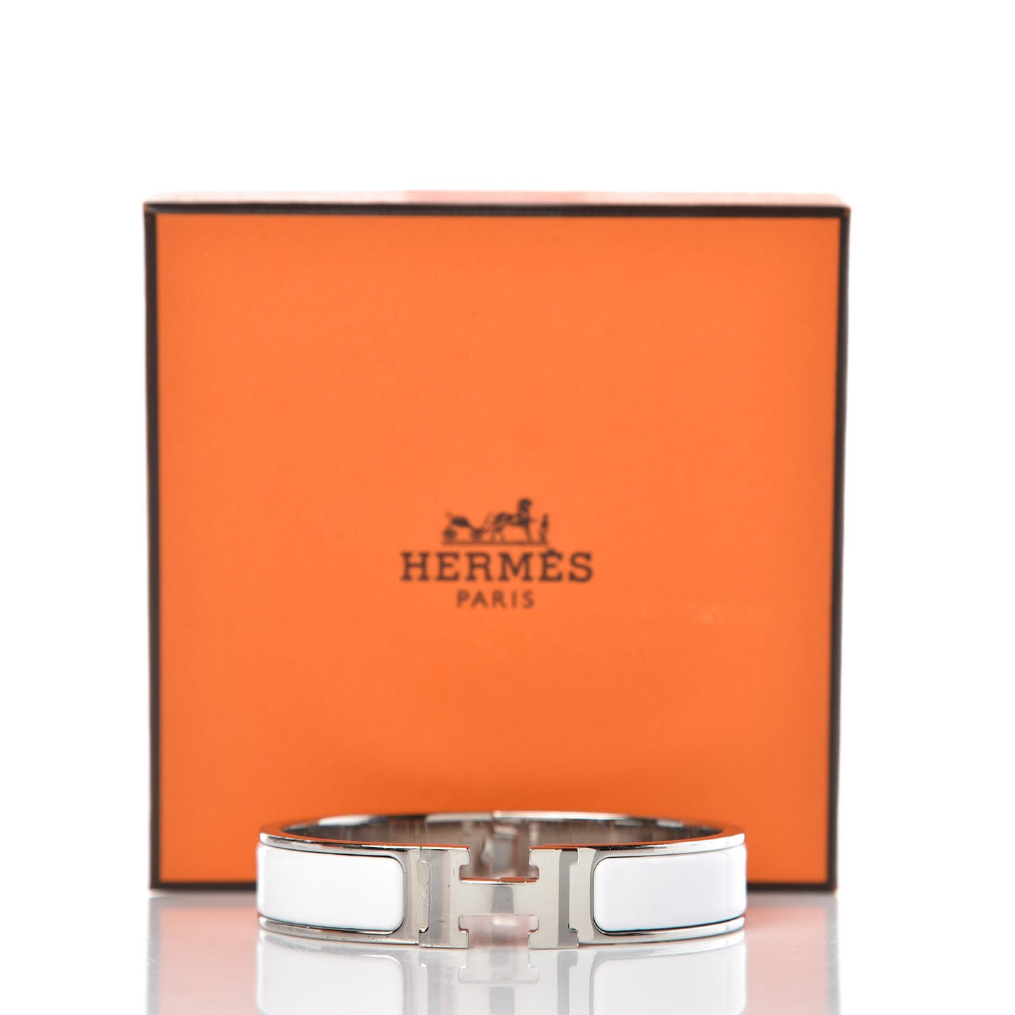 Enamel Narrow Clic Clac H Bracelet PM White