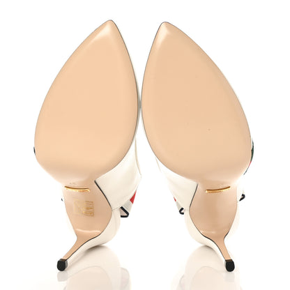 Gucci Malaga Kid Web Sylvie High Heel Slingback Pumps 37 White 5 of 7