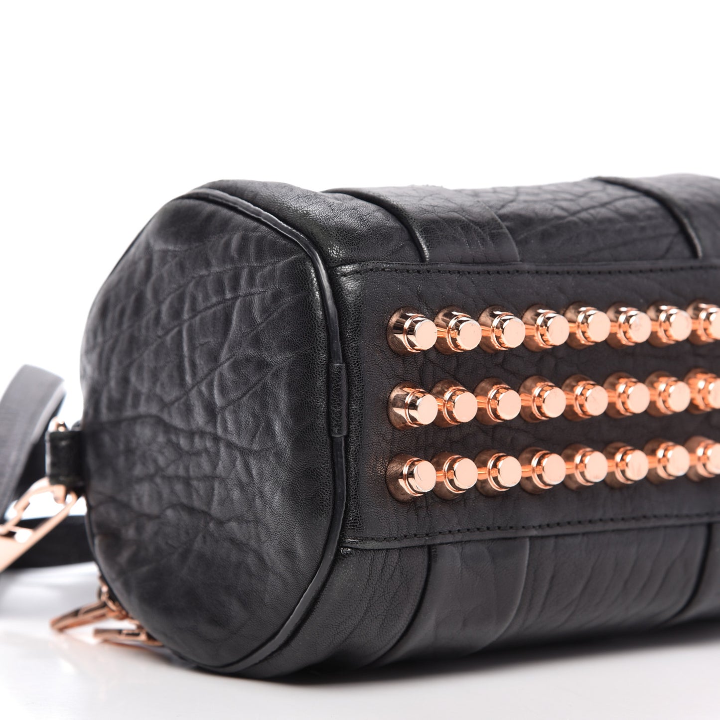 Pebbled Lambskin Mini Rockie Black Rose Gold Hardware