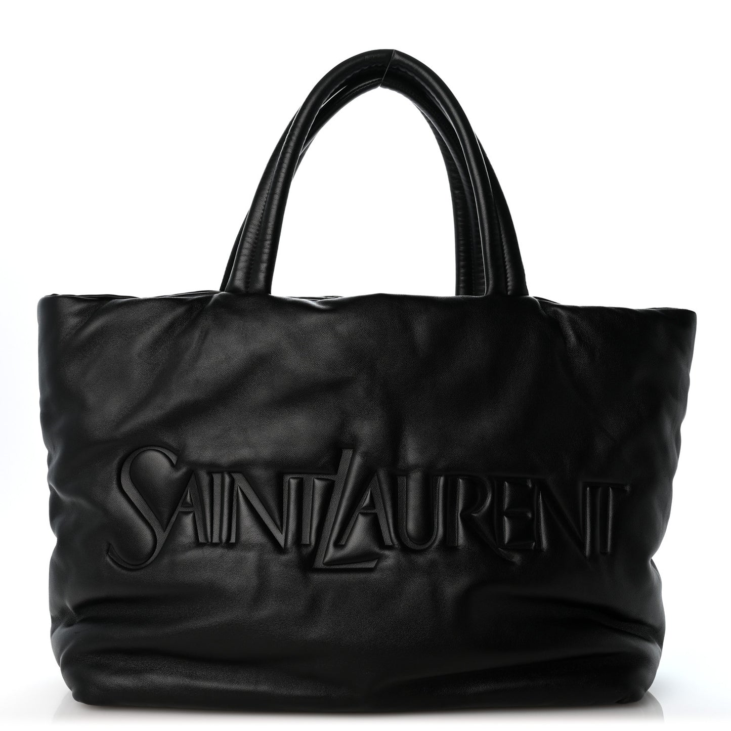 Lambskin Wide Puffer Tote Black