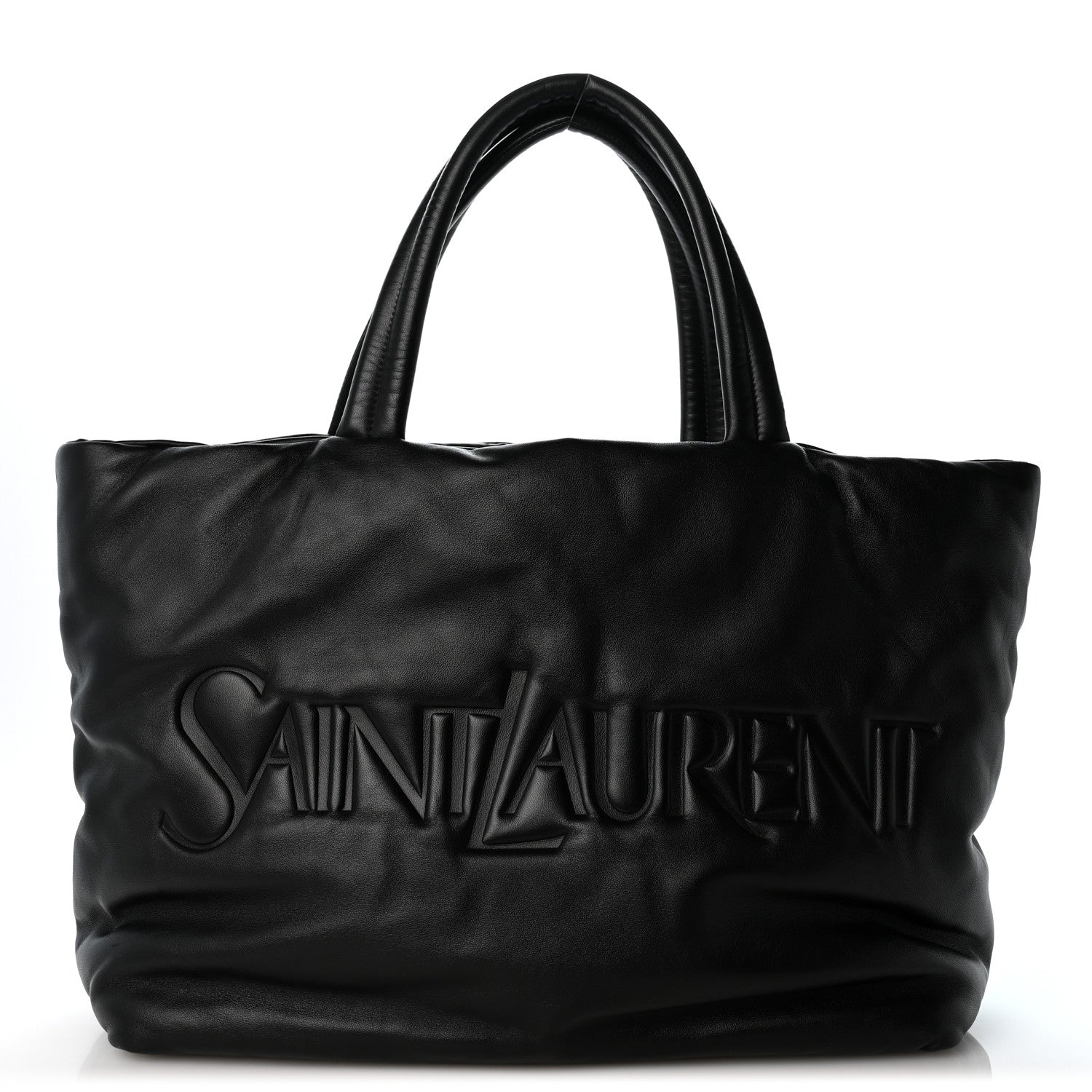 Saint Laurent Lambskin Wide Puffer Tote Black 1 of 10