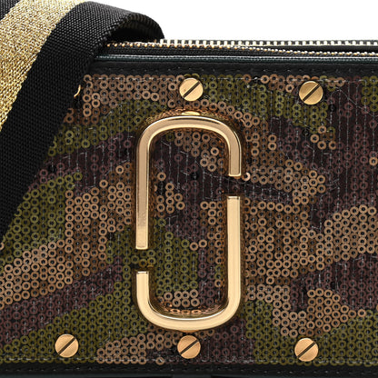 Marc Jacobs Saffiano Sequin Camouflage Stud Snapshot Camera Bag Green Gold 7 of 10