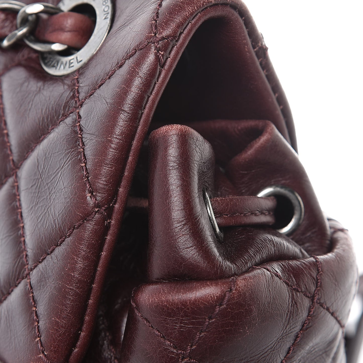 Glazed Calfskin Quilted Small Salzburg Backpack Burgundy