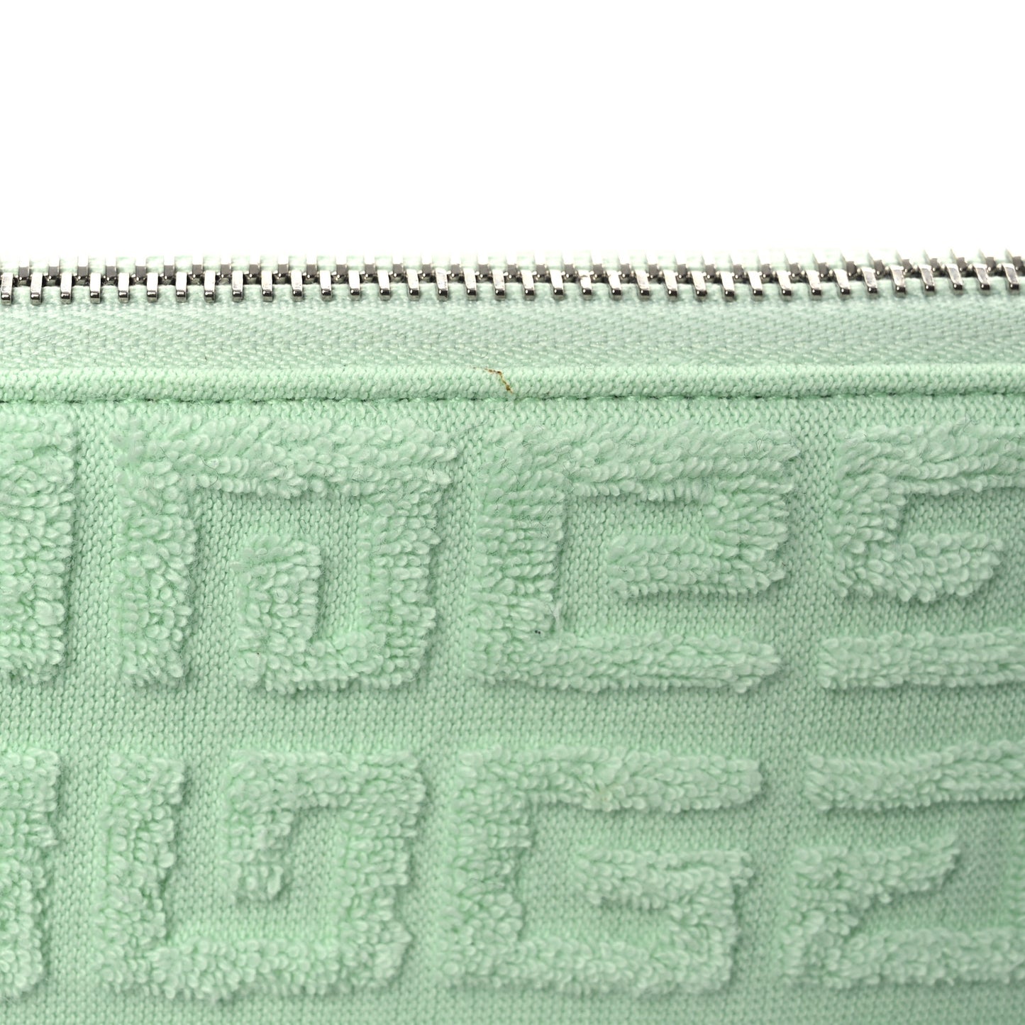 Terry Cloth Logo Zipped Pouch Aqua Green