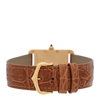 Cartier 18K Yellow Gold Alligator 26mm Tank Louis Quartz Watch Brown 3 of 5