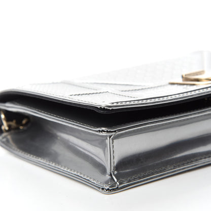 Christian Dior Metallic Patent Micro-Cannage Diorama Wallet on Chain Pouch Silver 6 of 10