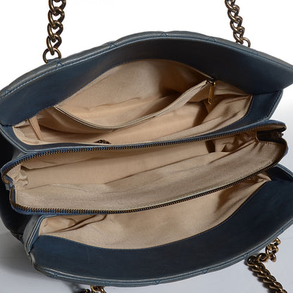 Chanel Calfskin Quilted Small CC Crown Tote Blue 5 of 7