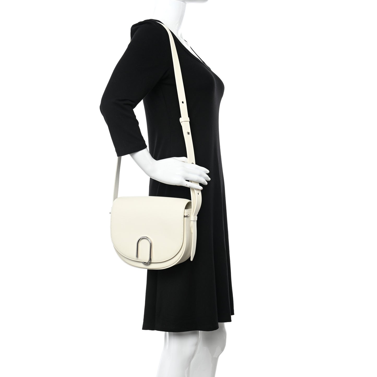 Calfskin Alix Saddle Crossbody Bag Off White