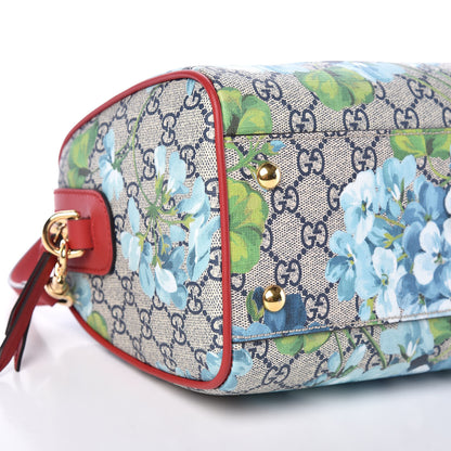 Gucci GG Supreme Monogram Blooms Small Boston Beige Blue Navy Hibiscus Red 5 of 9