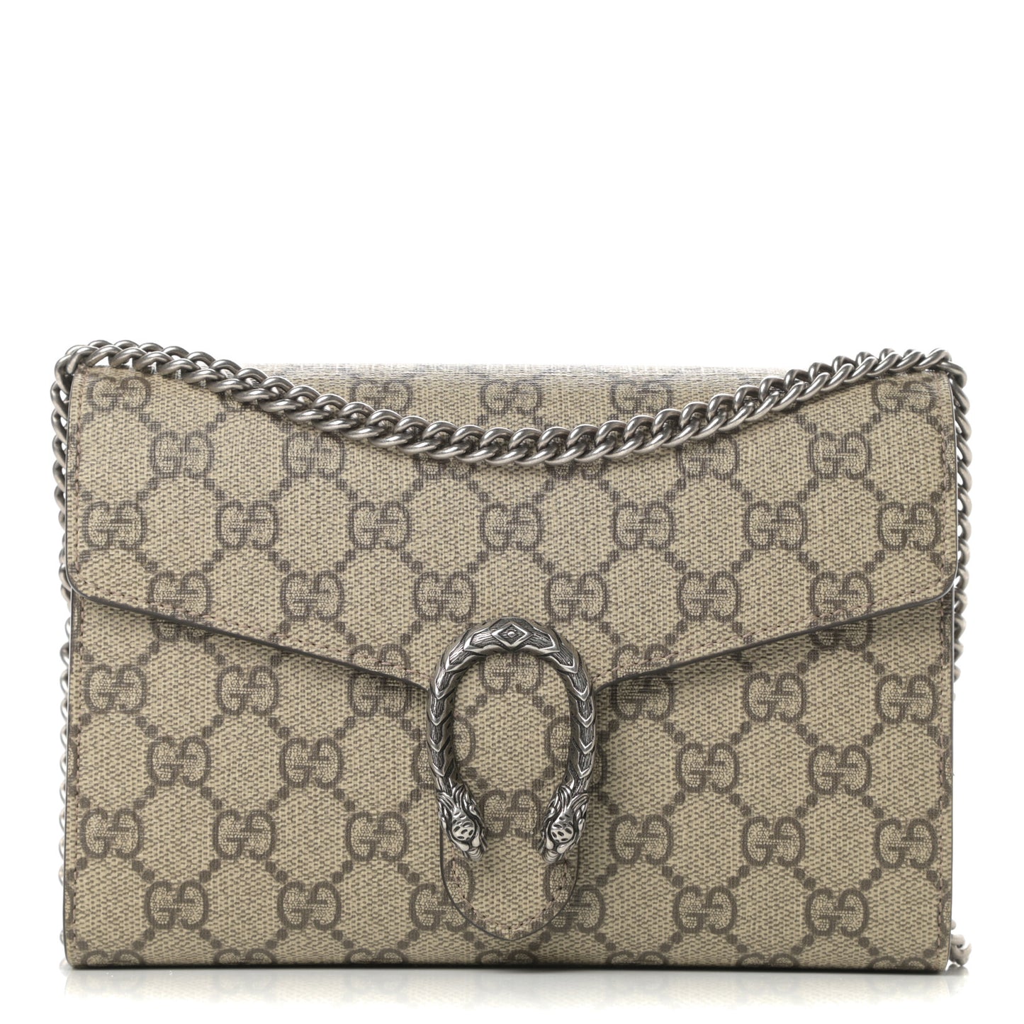 GG Supreme Monogram Mini Dionysus Chain Wallet Beige Taupe