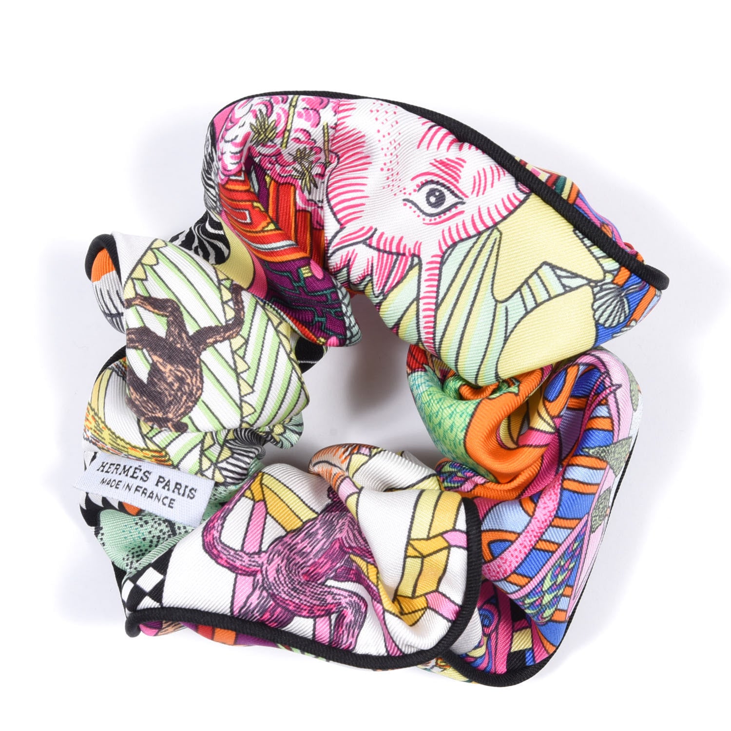 Hermes Silk Chouchou Imprimee Claudia Scrunchie Multicolore Black 2 of 3