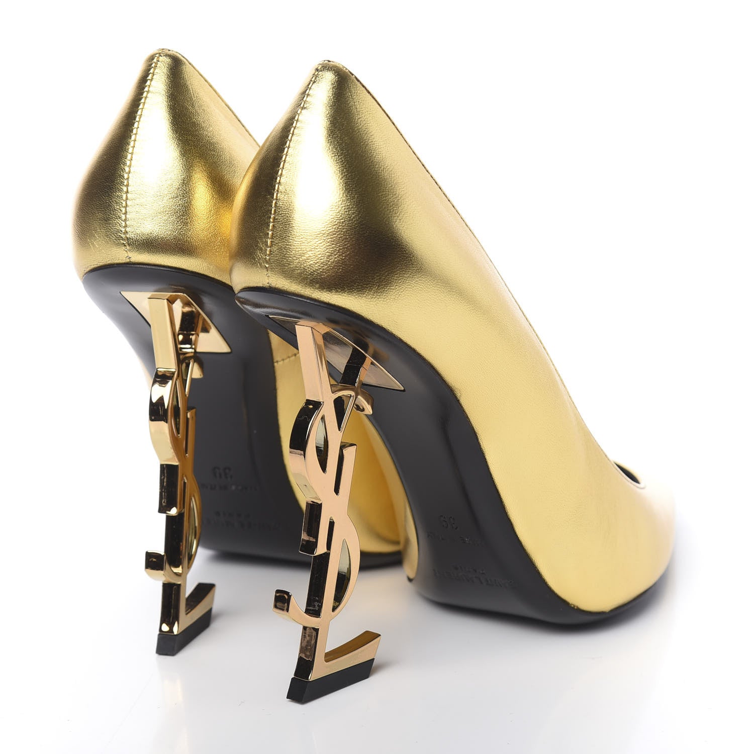 Saint Laurent Calfskin Opyum 100 Pumps 39 Gold 4 of 9