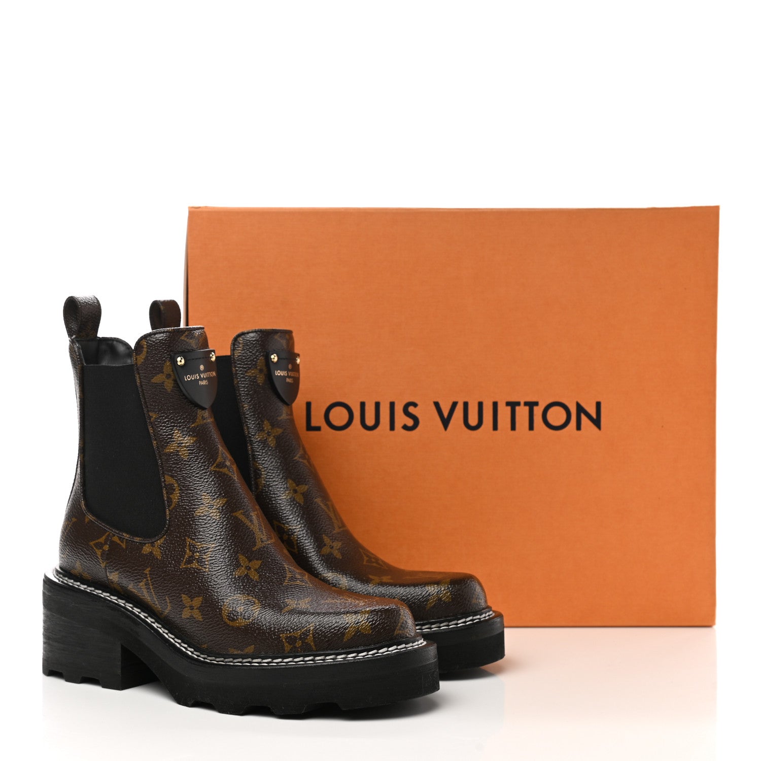 Louis Vuitton Patent Monogram LV Beaubourg Ankle Boots 35 Black 9 of 9