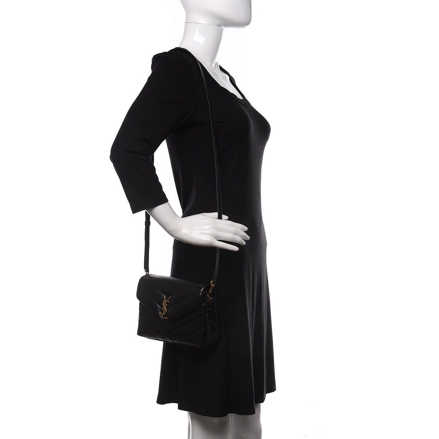 Calfskin Y Quilted Monogram Toy Loulou Crossbody Bag Black