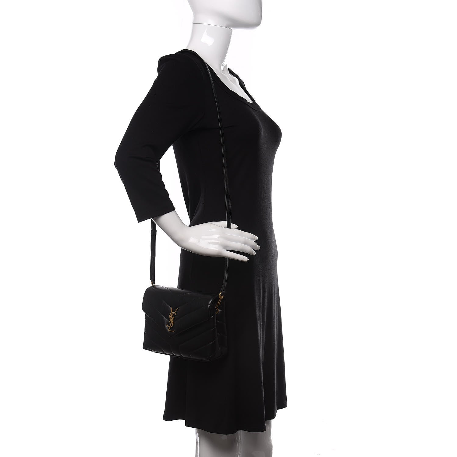 Saint Laurent Calfskin Y Quilted Monogram Toy Loulou Crossbody Bag Black 2 of 10