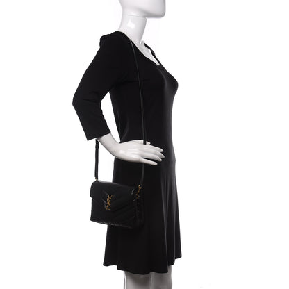 Saint Laurent Calfskin Y Quilted Monogram Toy Loulou Crossbody Bag Black 2 of 10