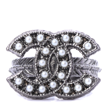 Chanel Ruthenium Pearl CC Ring 5.75 1 of 4