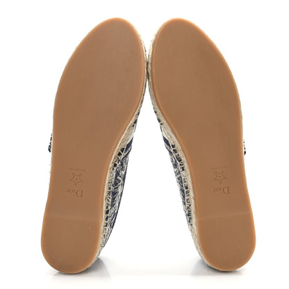 Christian Dior Embroidered Toile De Jouy Granville Espadrille 39 Off White Blue 5 of 9