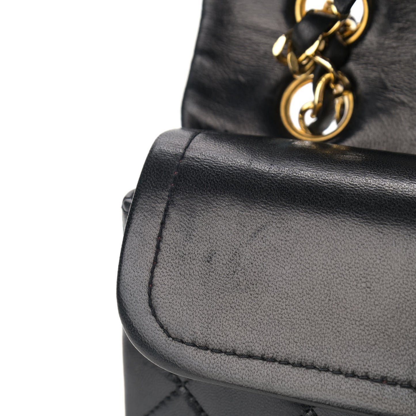 Lambskin Quilted Small Double Flap Black