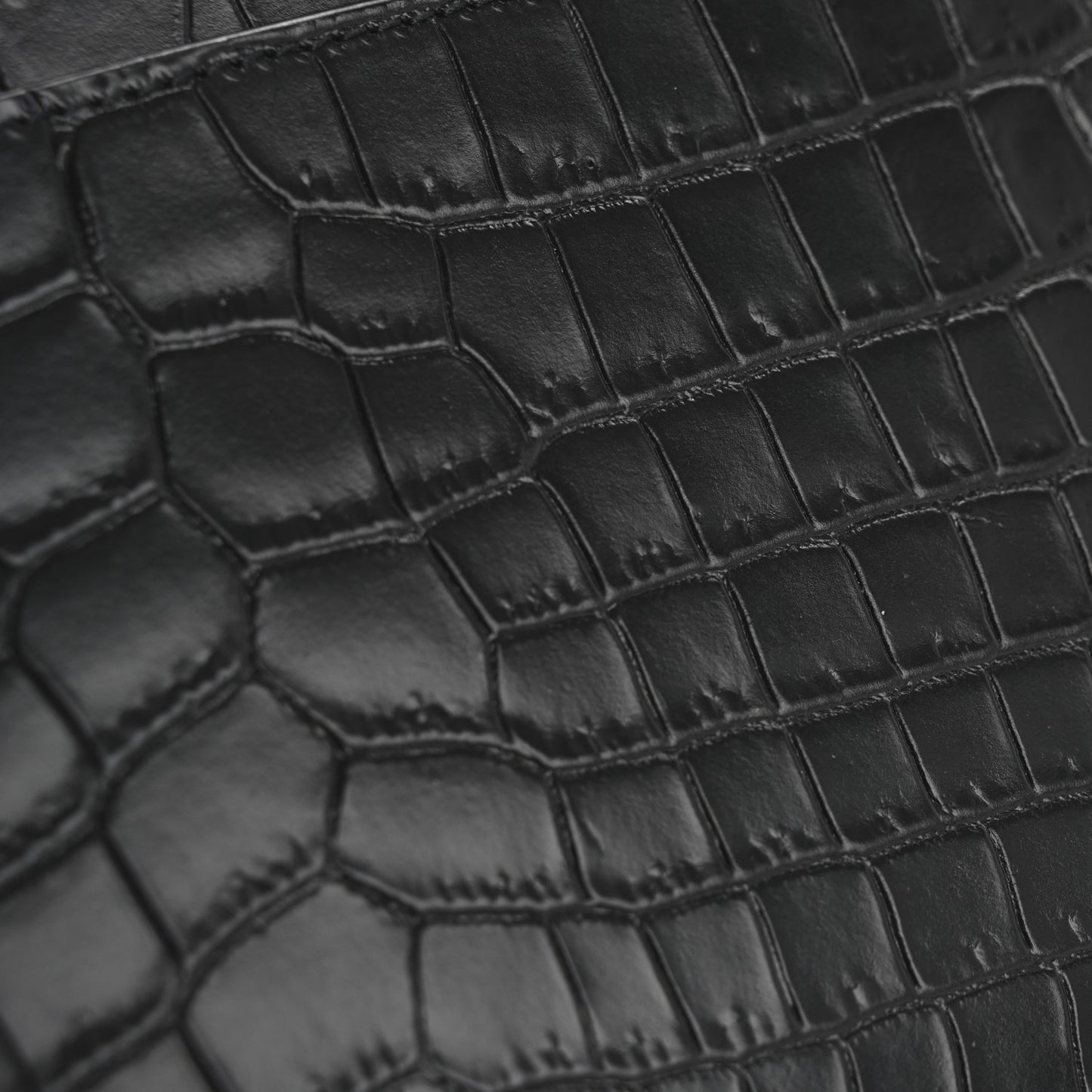 Calfskin Crocodile Embossed Monogram Bill Pouch Black