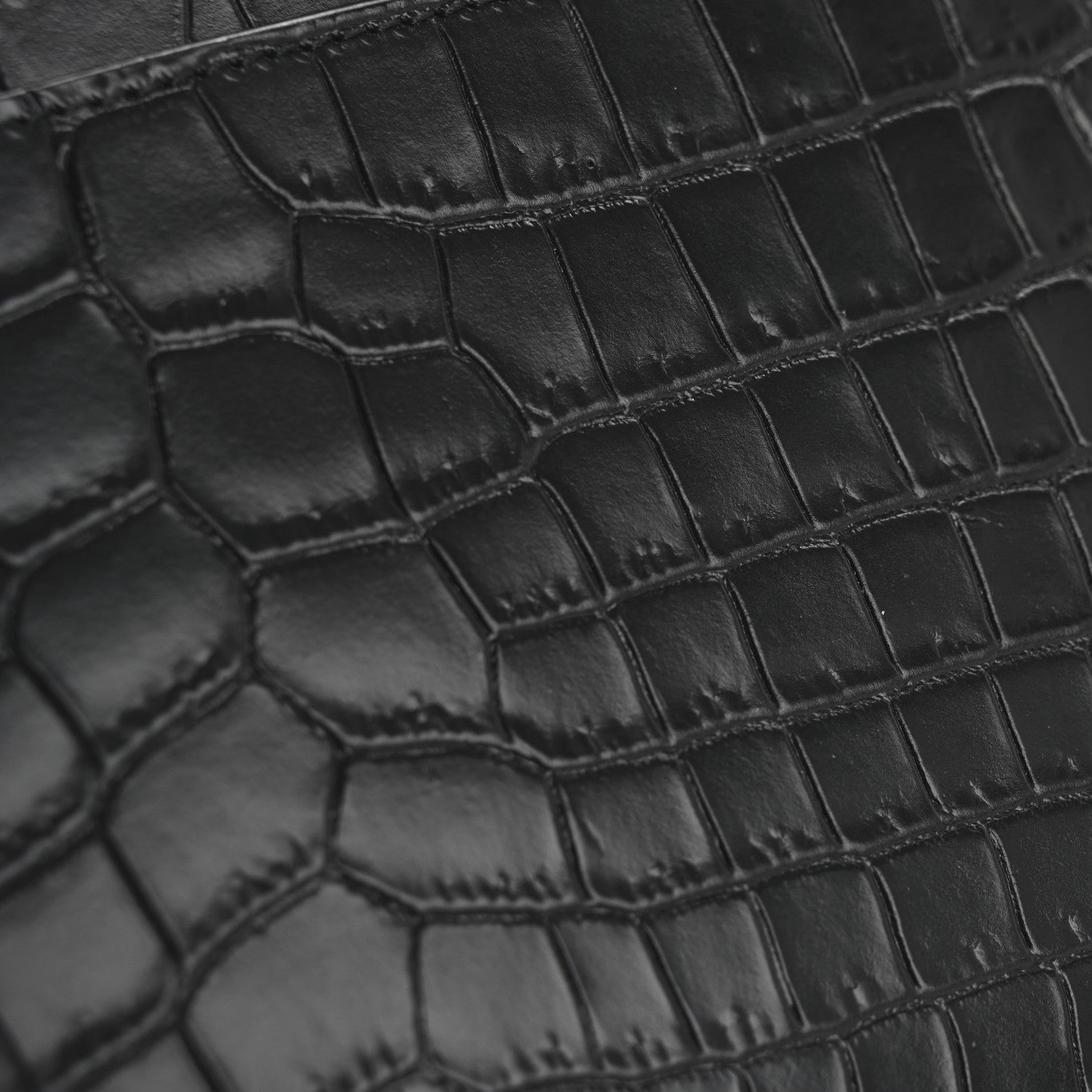 Saint Laurent Calfskin Crocodile Embossed Monogram Bill Pouch Black 9 of 11