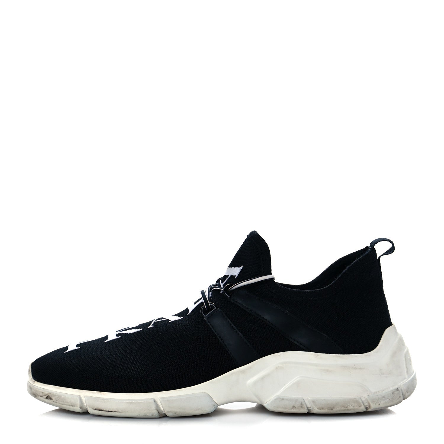 Prada Knit Fabric Logo Sneakers 39.5 Black White 1 of 8