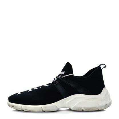 Prada Knit Fabric Logo Sneakers 39.5 Black White 1 of 8