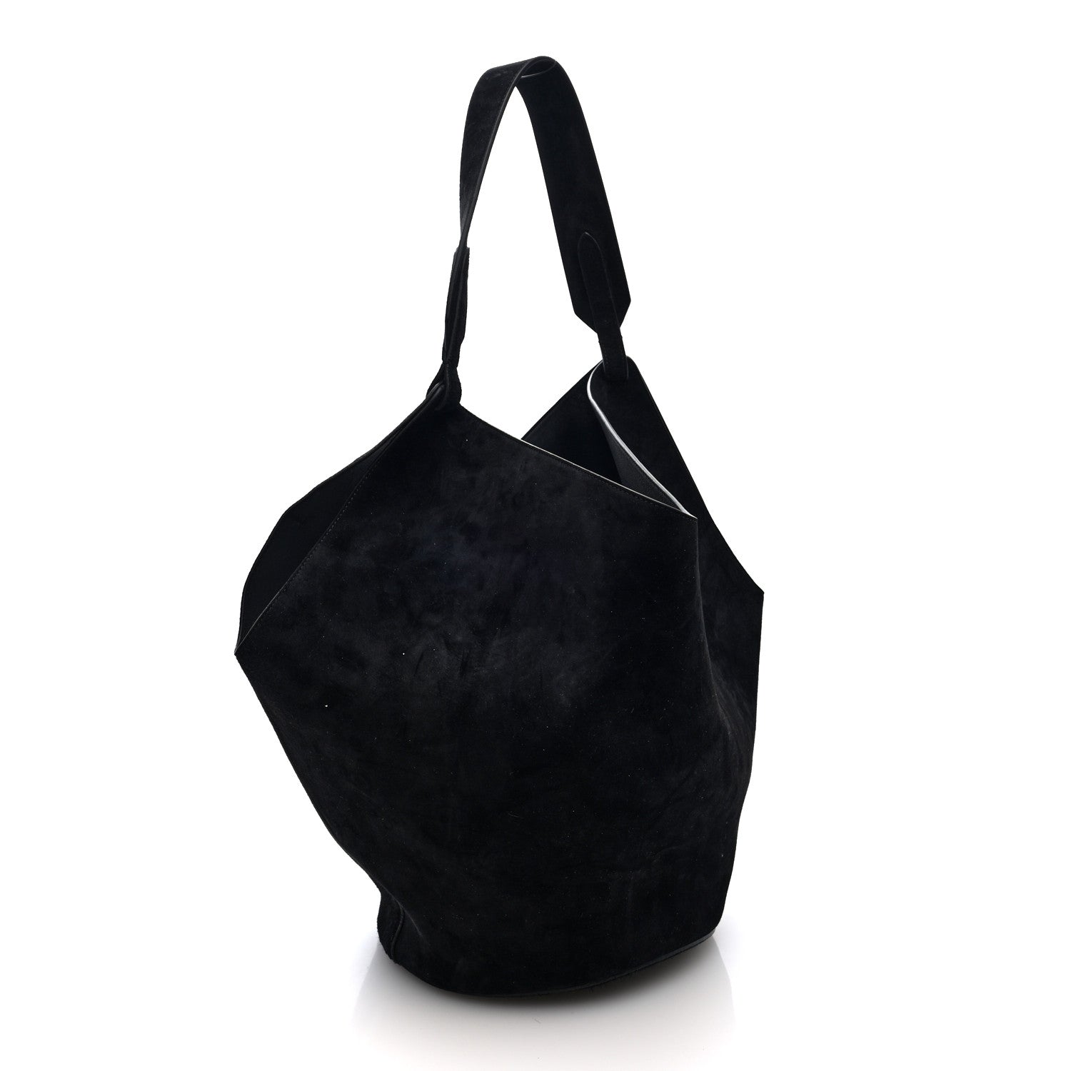 Khaite Suede Calfskin Medium Lotus Tote  Black 4 of 10