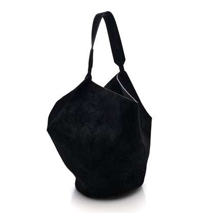 Khaite Suede Calfskin Medium Lotus Tote  Black 4 of 10