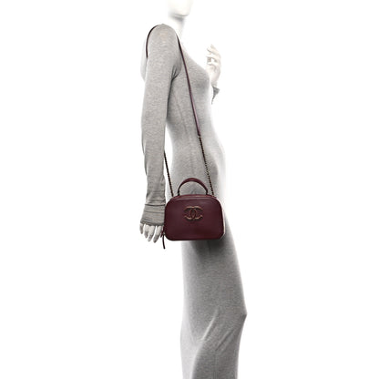 Chanel Shiny Calfskin Goatskin Quilted Small Coco Curve Vanity Burgundy 2 of 10