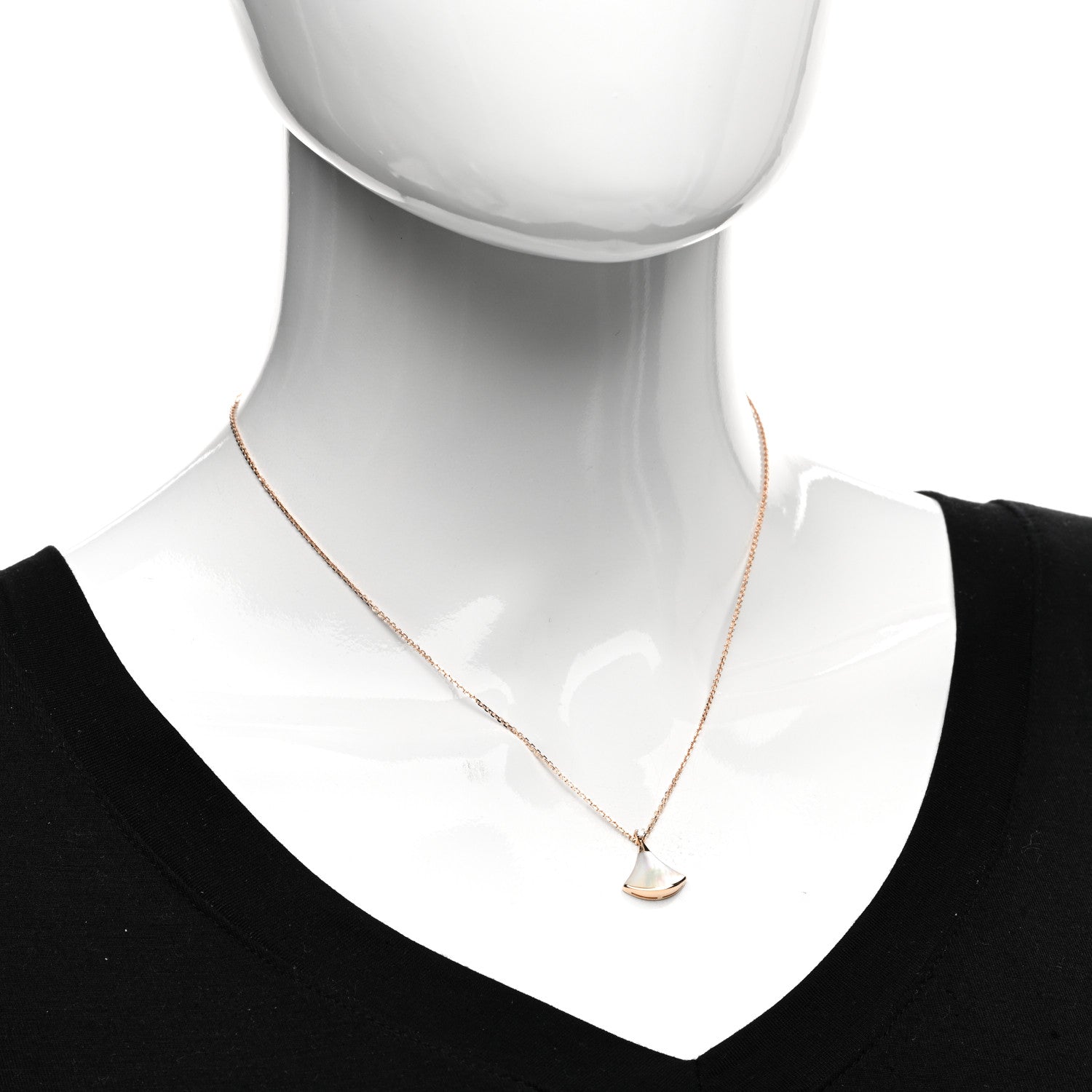 Bulgari 18K Rose Gold Diamond Mother of Pearl Small Divas' Dream Pendant Necklace 2 of 5
