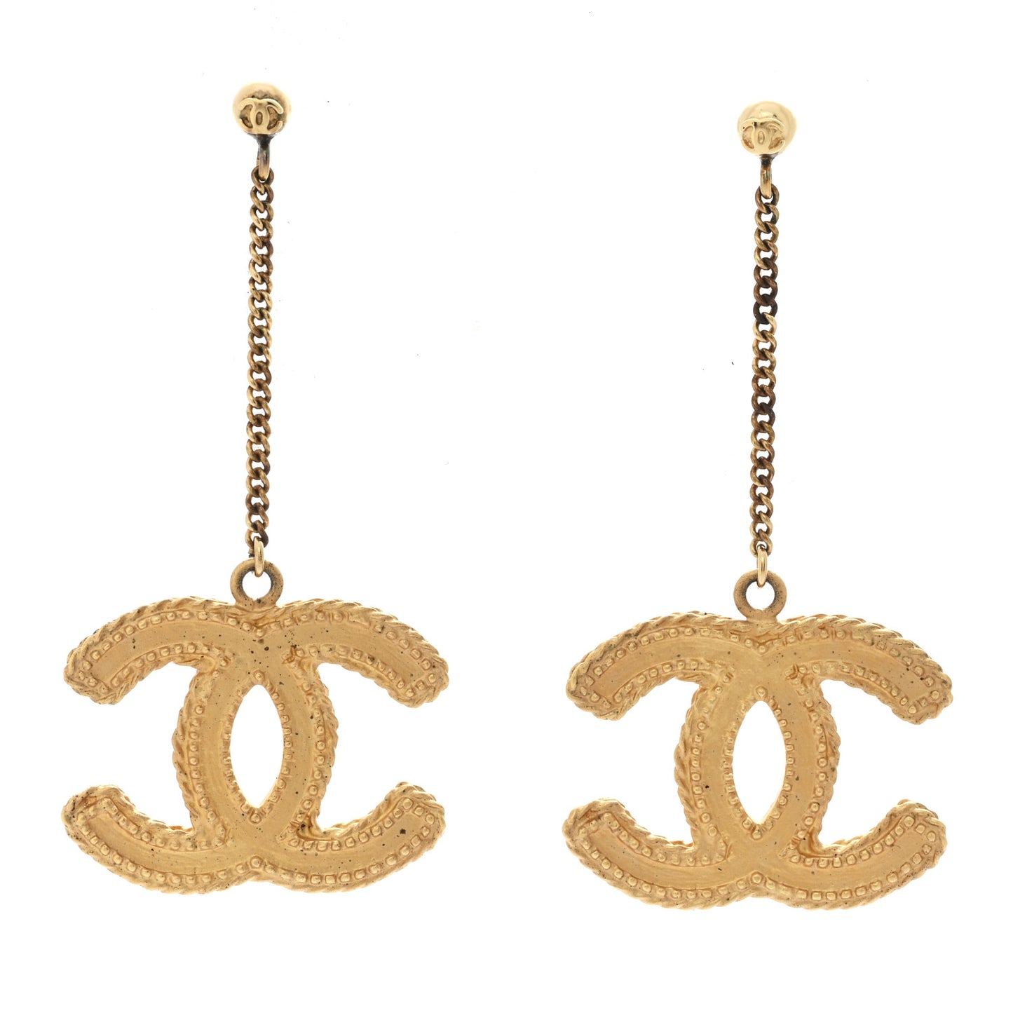 CC Drop Earrings Matte Gold