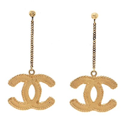 Chanel CC Drop Earrings Matte Gold 1 of 6