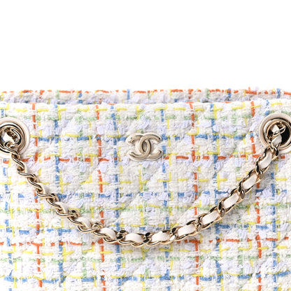 Chanel Tweed Quilted Classic Clutch Tote With Chain White Multicolor 8 of 10