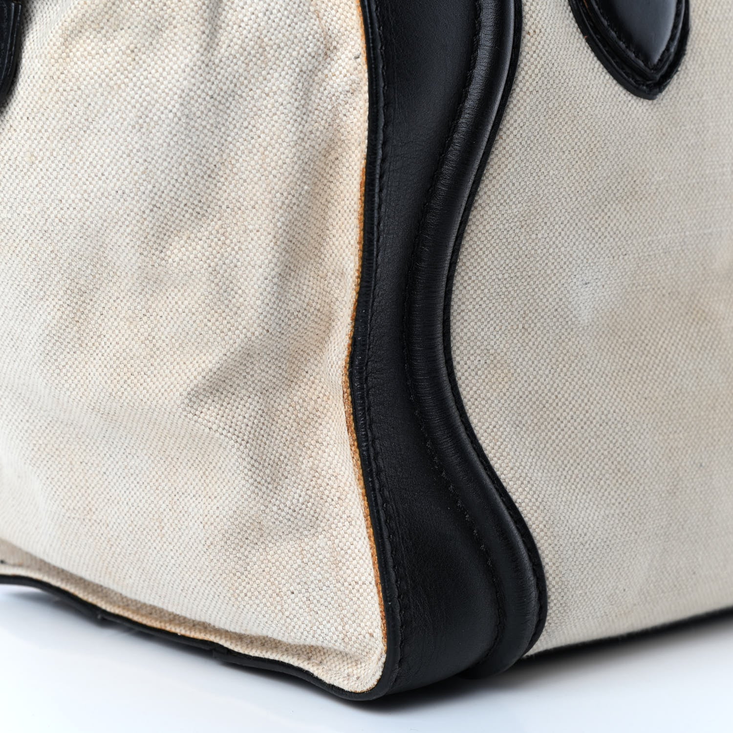 Celine Natural Canvas Smooth Calfskin Mini Luggage Cream 7 of 10