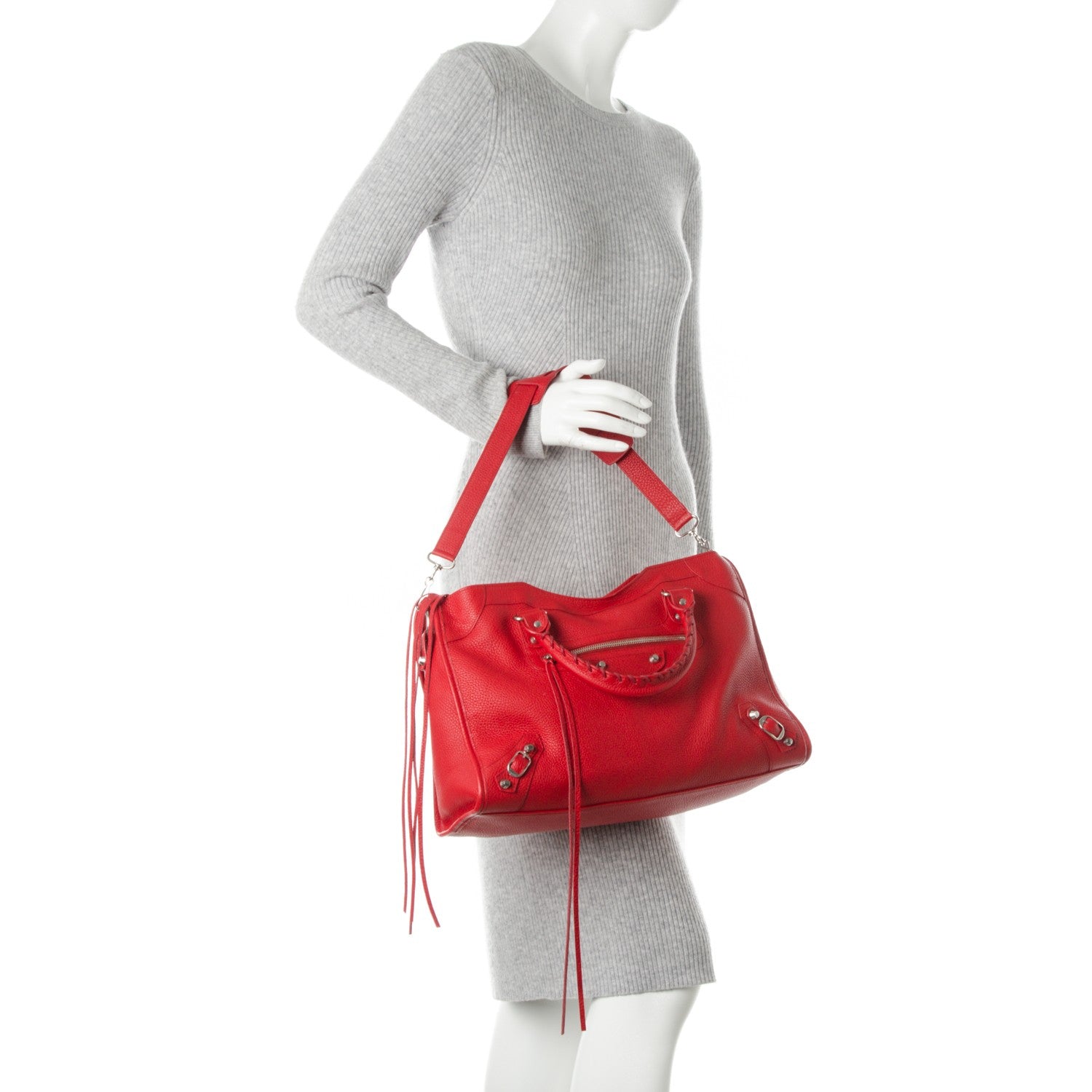 Balenciaga Vibrato Calfskin Classic Silver Hardware City Rouge Cerise 2 of 7