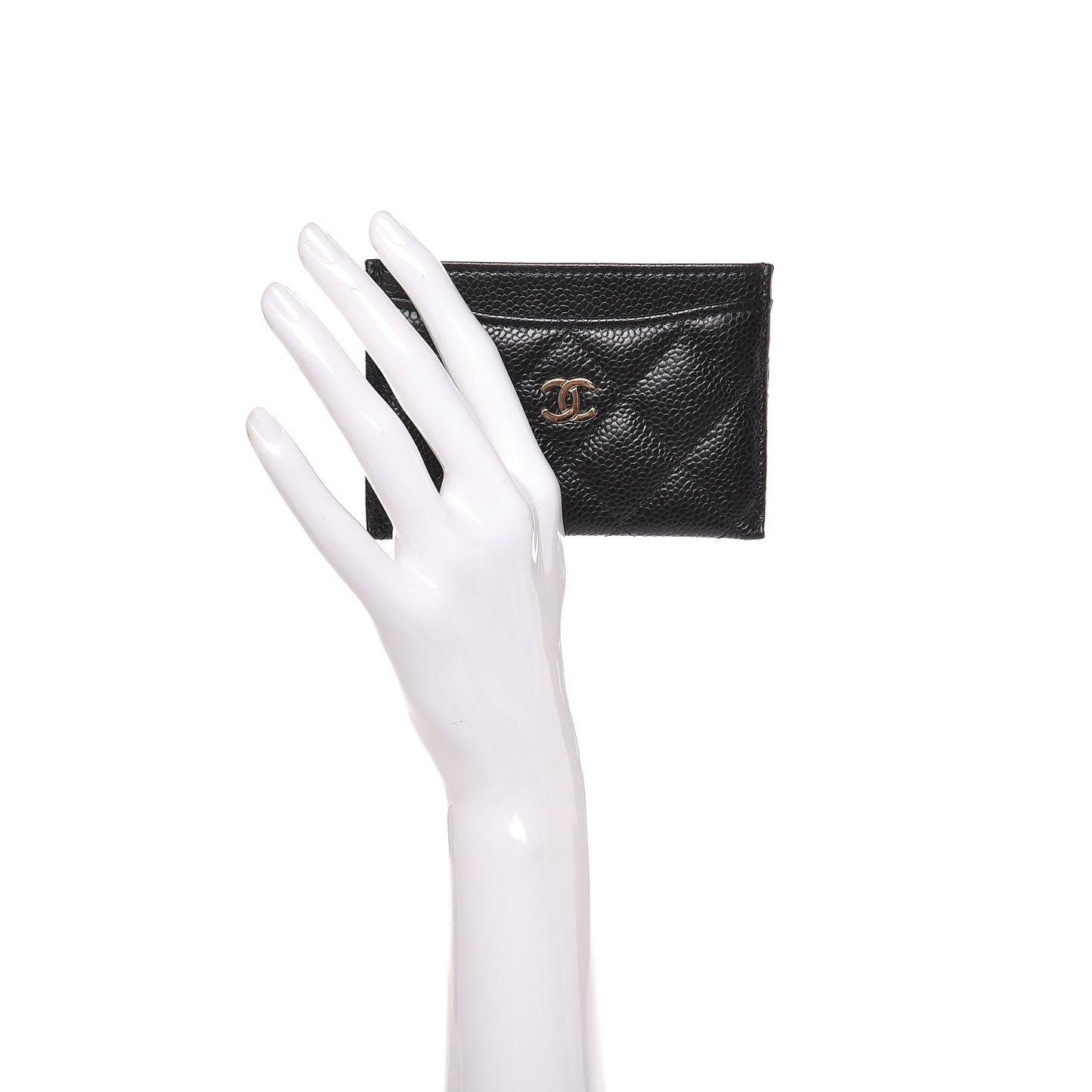 Caviar Quilted Card Holder Black