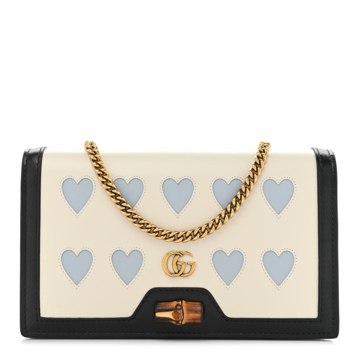 Calfskin Lovelight Mini Diana Chain Bag White Light Blue
