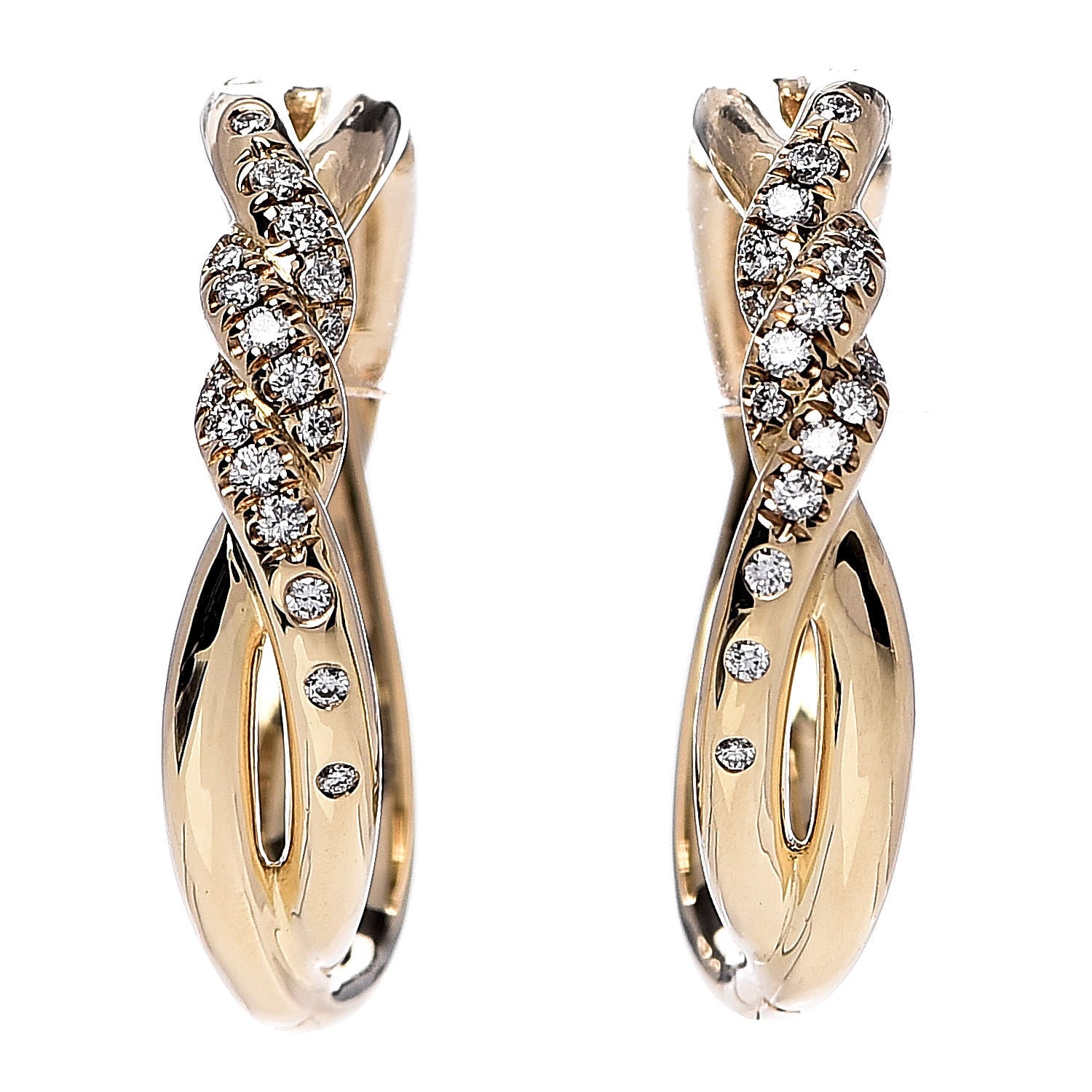 David Yurman 18K Yellow Gold Diamond 21mm Continuous Hoop Earrings 1 of 4