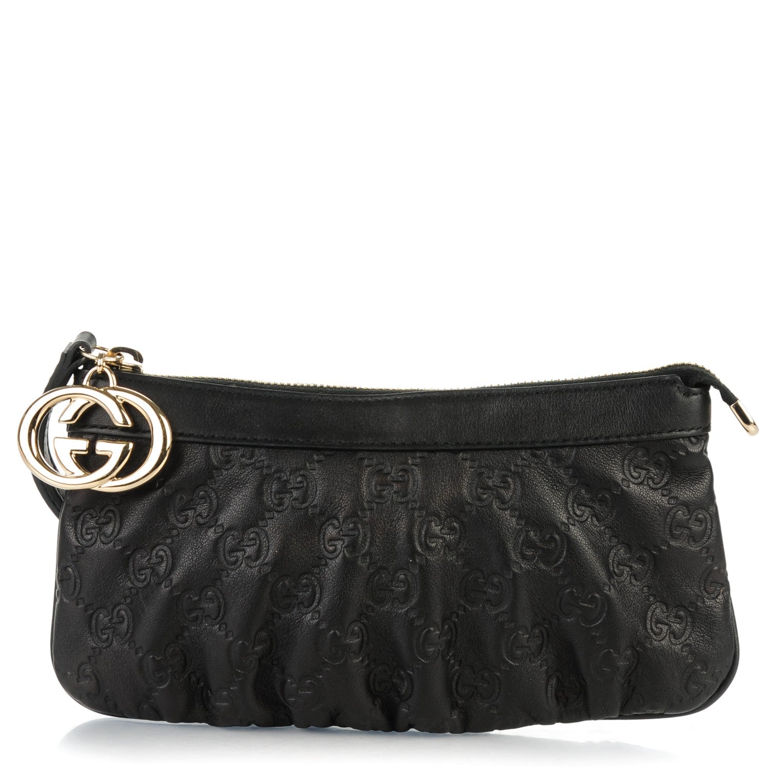 Gucci Guccissima Signature New Britt Wristlet Black 1 of 7