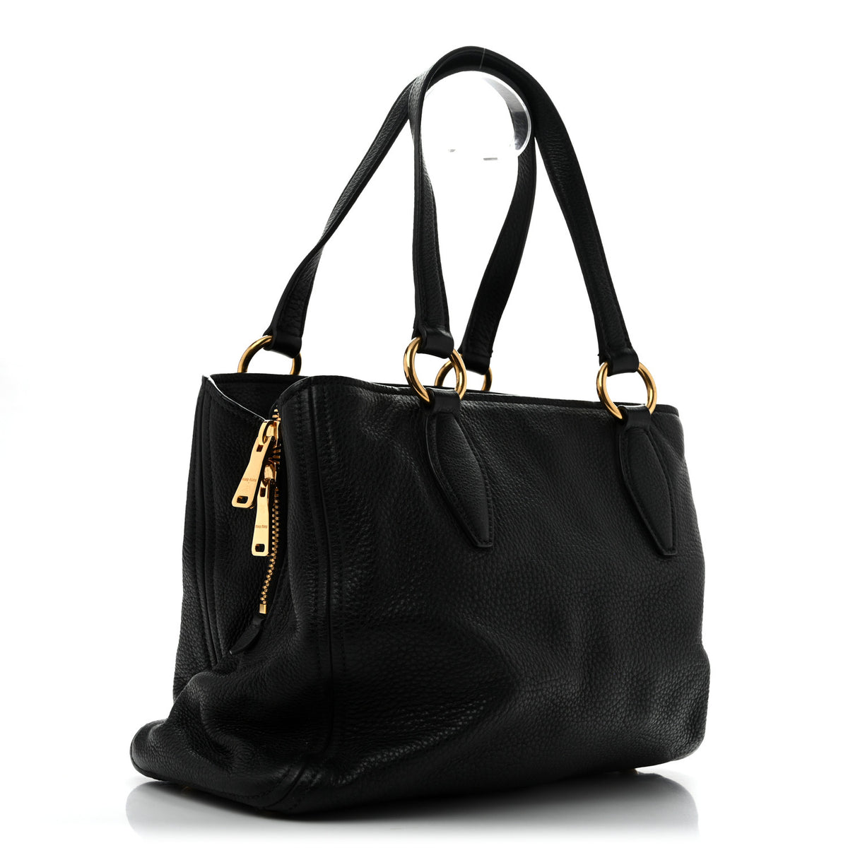 Miu Miu Vitello Daino Caribu Tote Black 3 of 14
